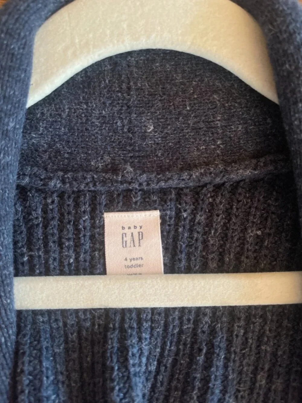 Baby Gap Boys Navy Shawl Collar Cardigan Sweater Size 4T